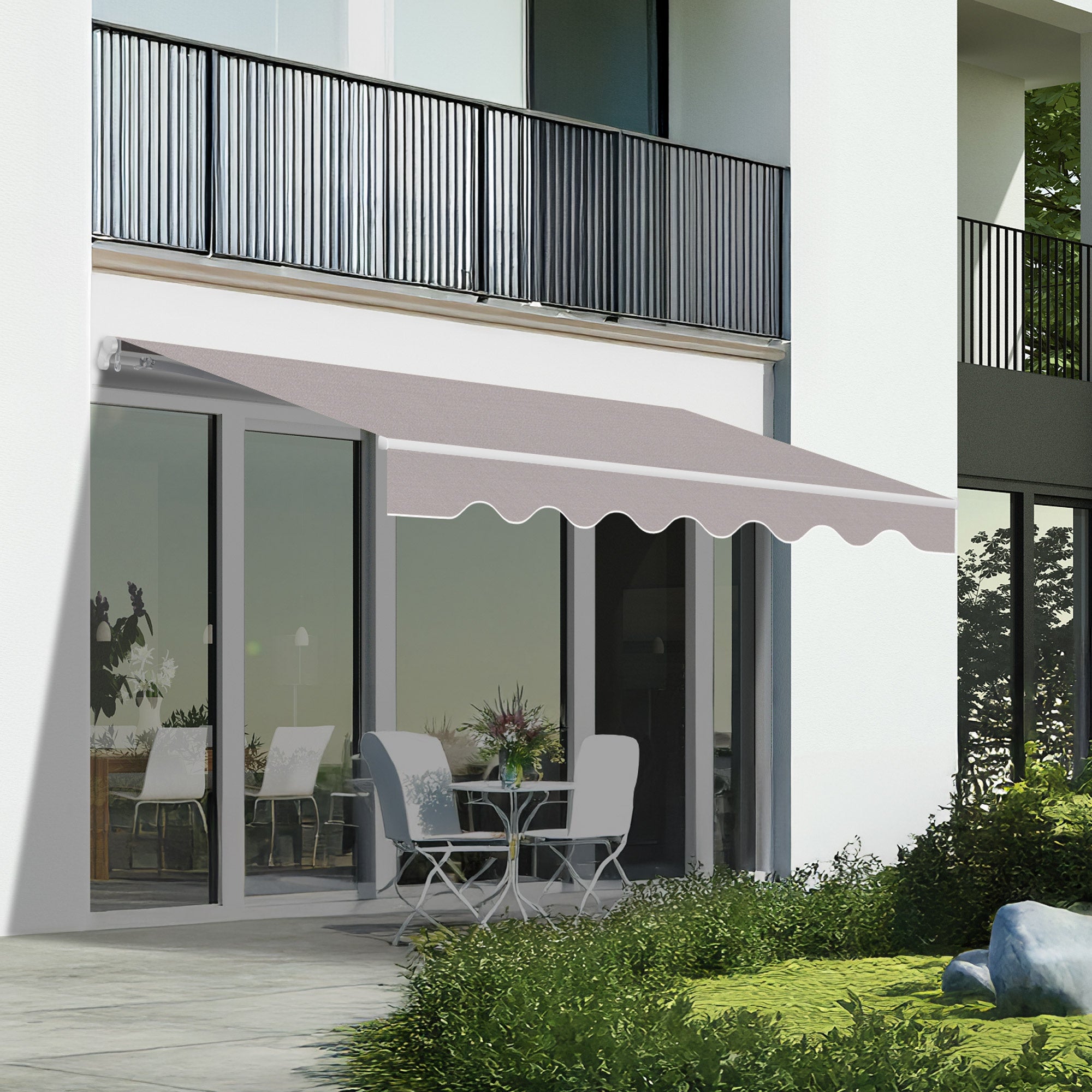 Store banne manuel 3x2,5m Gris - Toile Polyester – Structure Aluminium Inclinable Réglable - 2