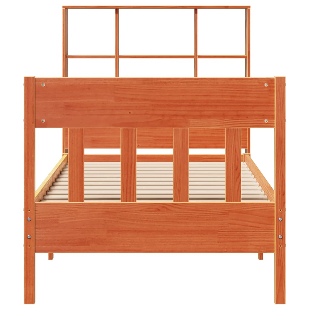 Cama de adulto | Cama de solteiro | Cama sem colchão 75x190 cm madeira de pinho maciça castanho-mel CFW314009 - 4