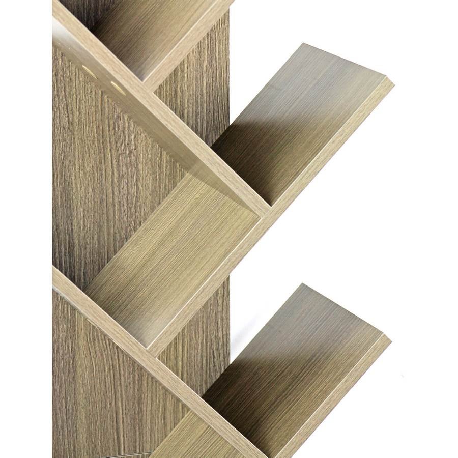 Libreria 8 ripiani in legno effetto rovere grigio 40x132x216 cm - 4