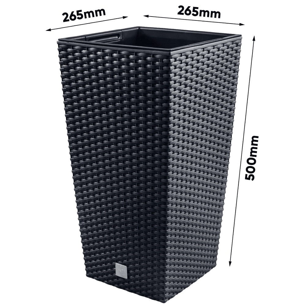 ZANVIC Cache-pot haut style rotin 26x26x50 cm Anthracite - 4