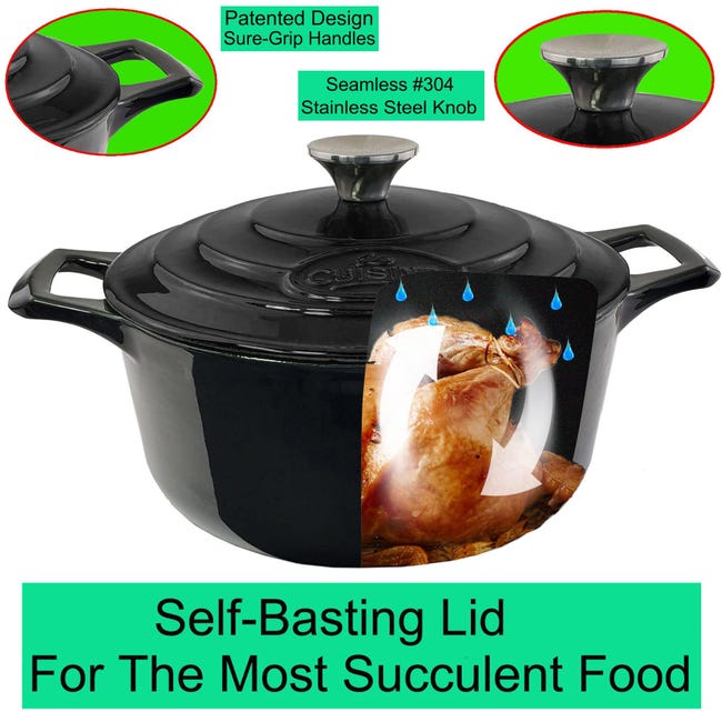 Casseruola In Ghisa Smaltata 26 Cm / 4,75 L - Nera, Per Tutti I Fuochi Incluso Induzione, Va In Forno