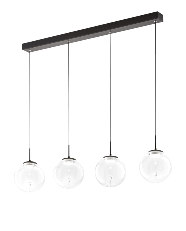 Ariel - Lampa wisząca Fabas Luce 4-punktowa - 28W ściemnialna dioda LED - Przezroczysta kula