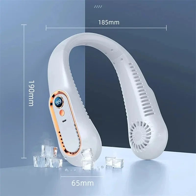 Ventilateur De Cou Portable Rechargeable USB - 3 Vitesses, Lumière Colorée, 500 MAh, Mains Libres