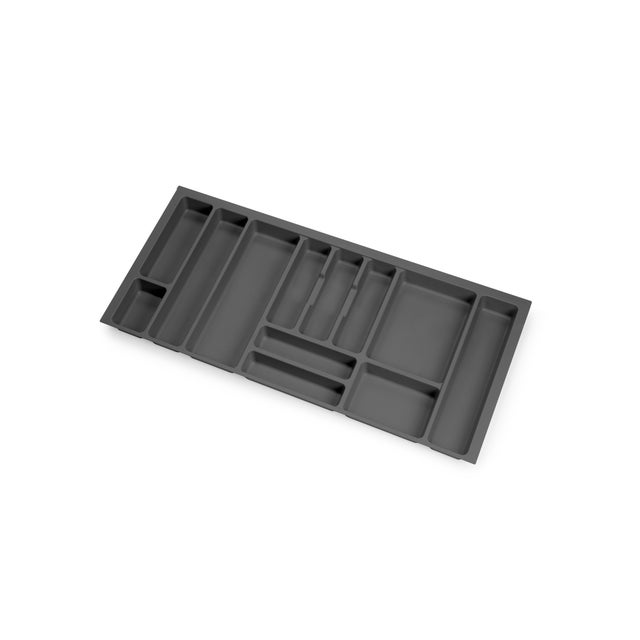 Emuca Wkład na sztućce Optima, do szuflady Vertex/Concept, głębokość 500 mm, płyta 16 mm, moduł 1000 mm, Plastik, Szary antracytowy