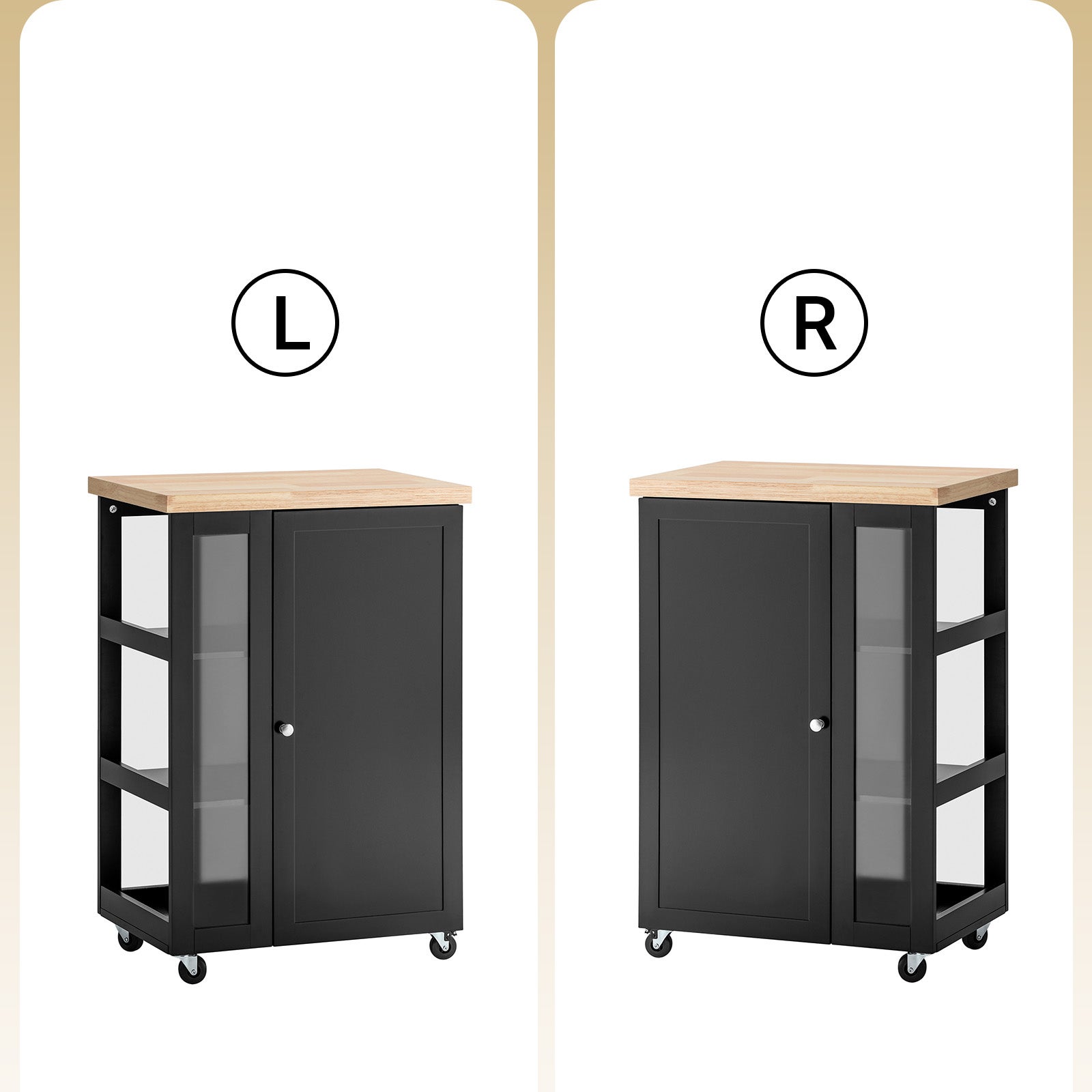 SoBuy Desserte de Cuisine avec 2 Portes et 3 Étagères, Chariot de Rangement sur Roulettes Freinées, Noir, FKW75-SCH - 4