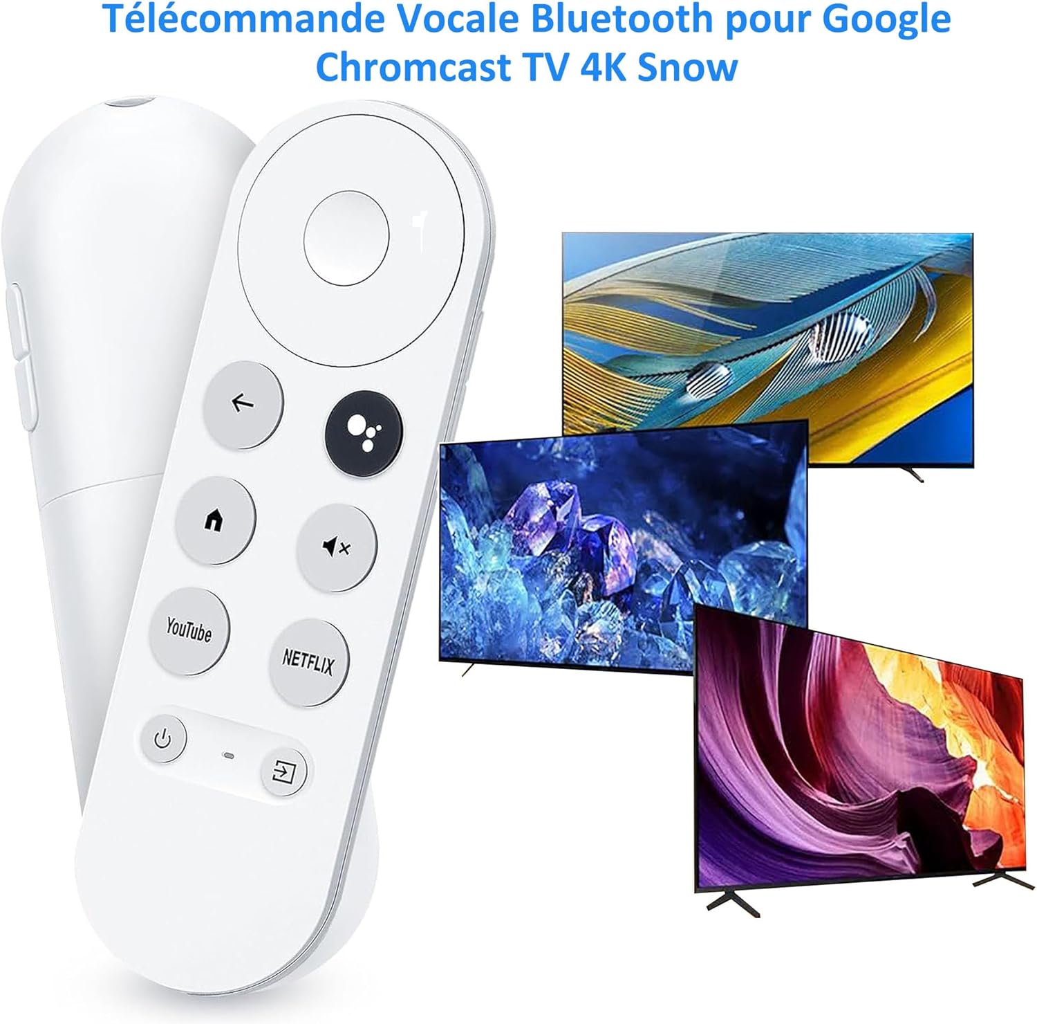 Telecomando Vocale Bluetooth G9N9N Per Google Chromecast TV 4K, Sostituto Con Tasti Netflix E YouTube, Compatibile Con Chromecast Con Google TV HD/4K E Streamer 4K, Solo Per Modello Snow