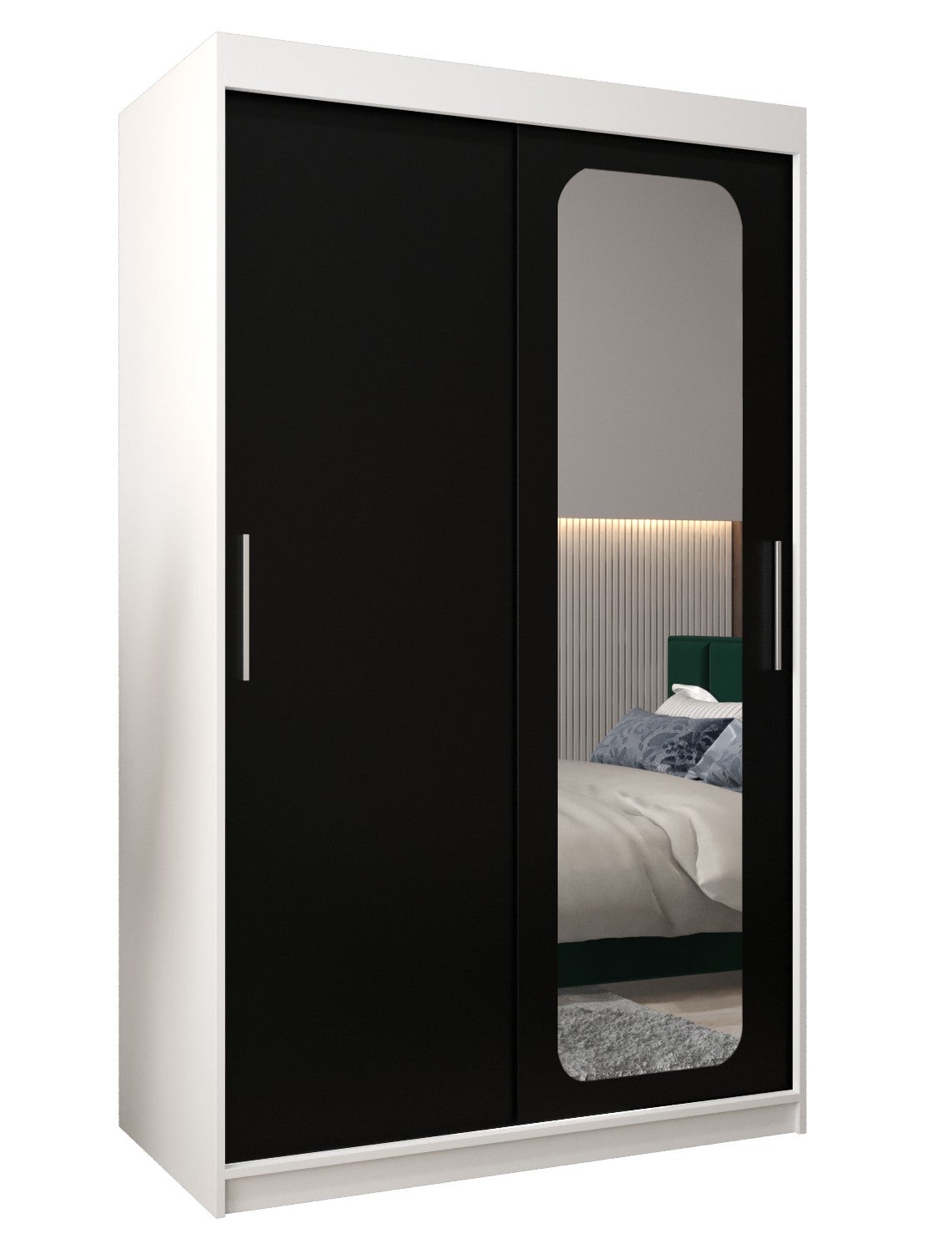 Szafa przesuwna garderoba PROMO T2 120 x 62 x 200 cm Biały + Czarny - Abiks Meble