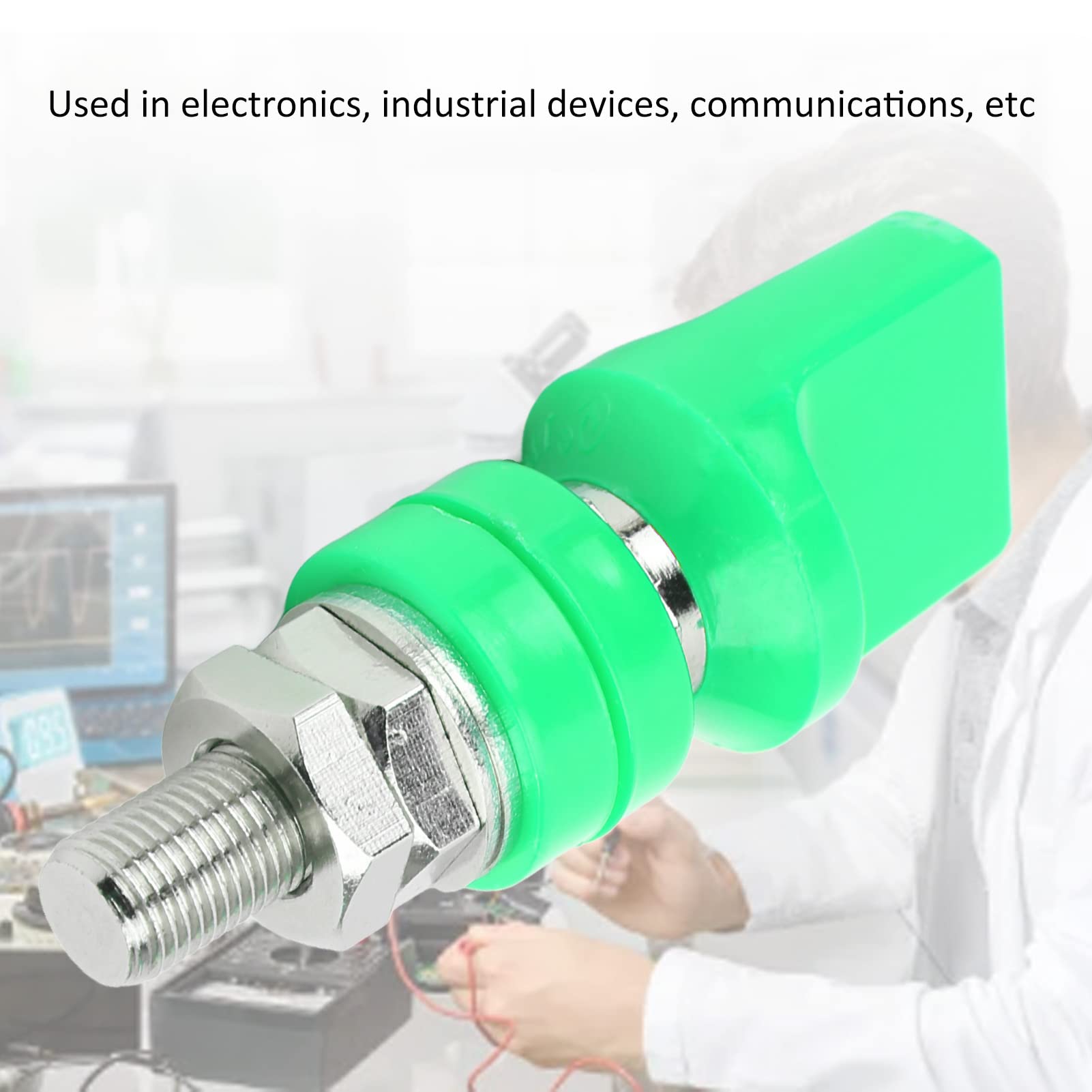 Connettore terminale per filo di collegamento M10 Filettatura 100A Grande corrente per spina a banana da 4 mm (verde) - 2