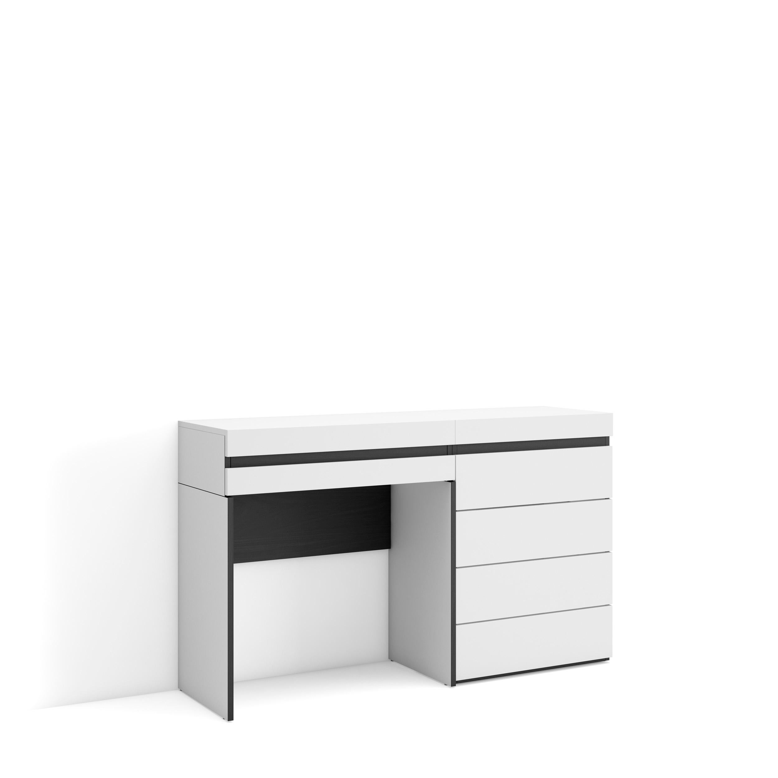 SogesHome Scrivania 110 Cm Con 3 Cassetti – Tavolo Da Lavoro Semplice E Versatile, Bianco