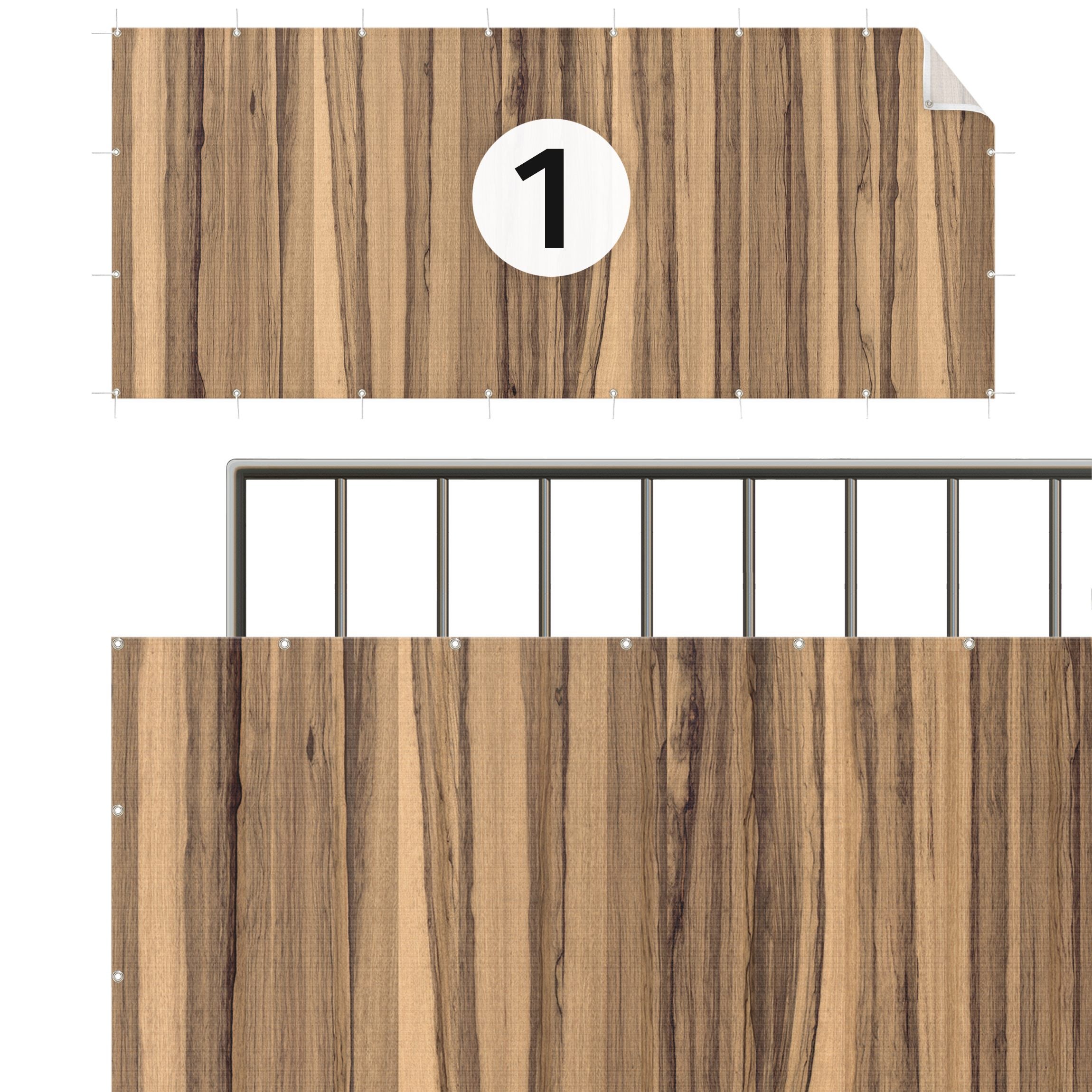 Brise vue brise vent balcon appartement jardin marron H.1,2 x L.6,5 M avec attaches résistant aux intempéries 270 g/m² mesh 1243 - 5