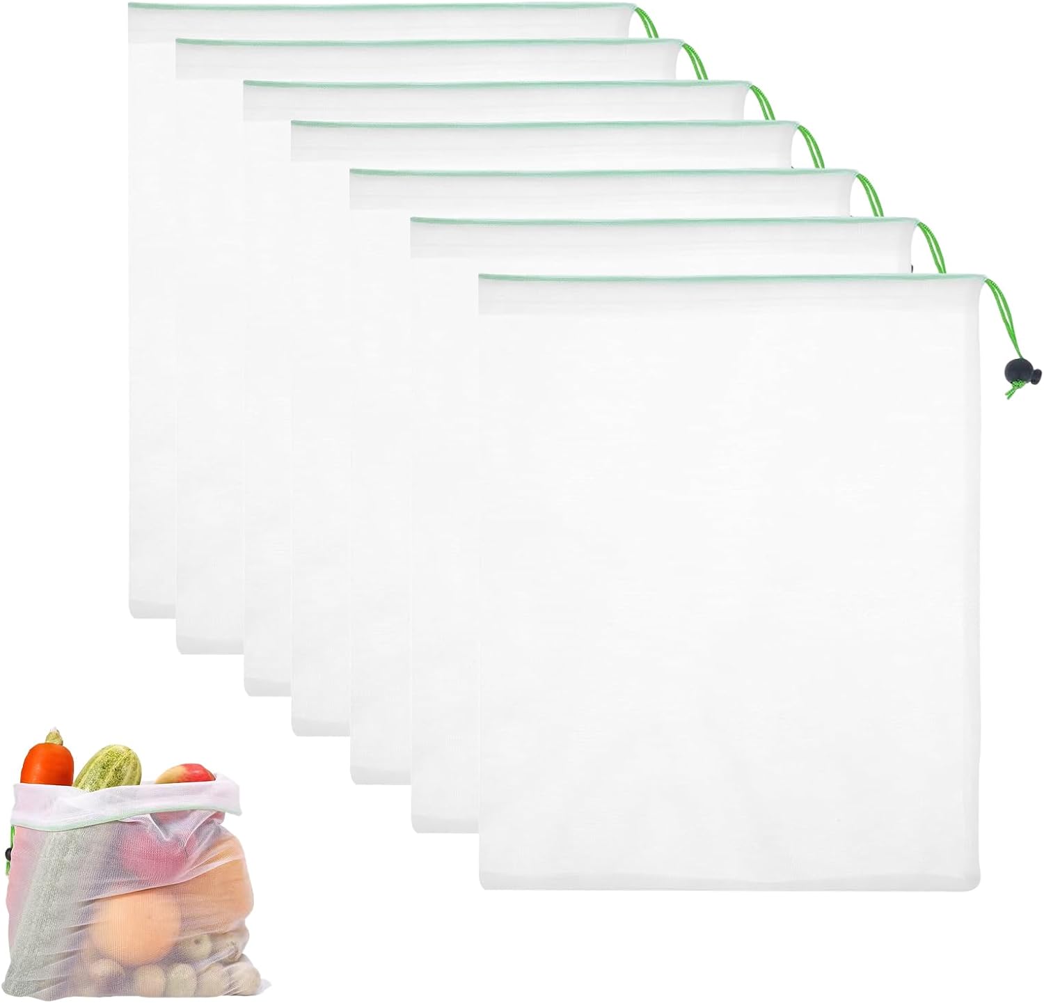 Ferme Sachet Alimentaire Lot De 11 Sacs De Rangement Réutilisables En Maille Pour Fruits, Légumes, Jouets, Respirants, Lavables Et Légers Avec Cordon De Serrage Sacs Maille Réutilisables
