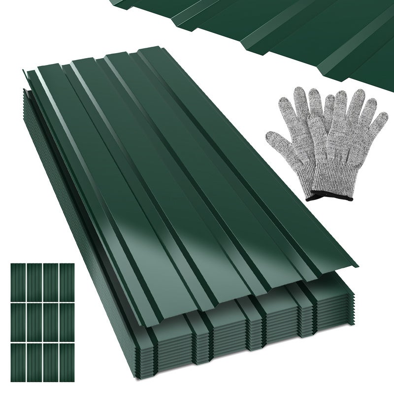 Opakowanie 12 arkuszy blachy falistej profilowanej do okładzin ściennych, 115 x 45 cm = 6 m², blacha ocynkowana, kolor zielony