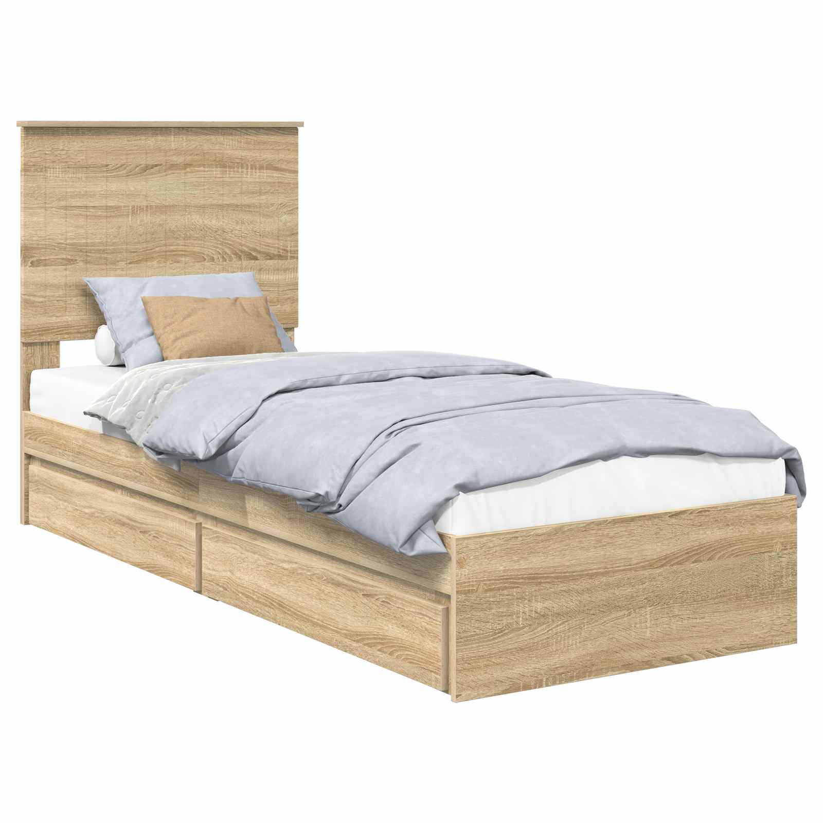 Lit de rangement chêne 75 x 190 cm panneau de bois - 2