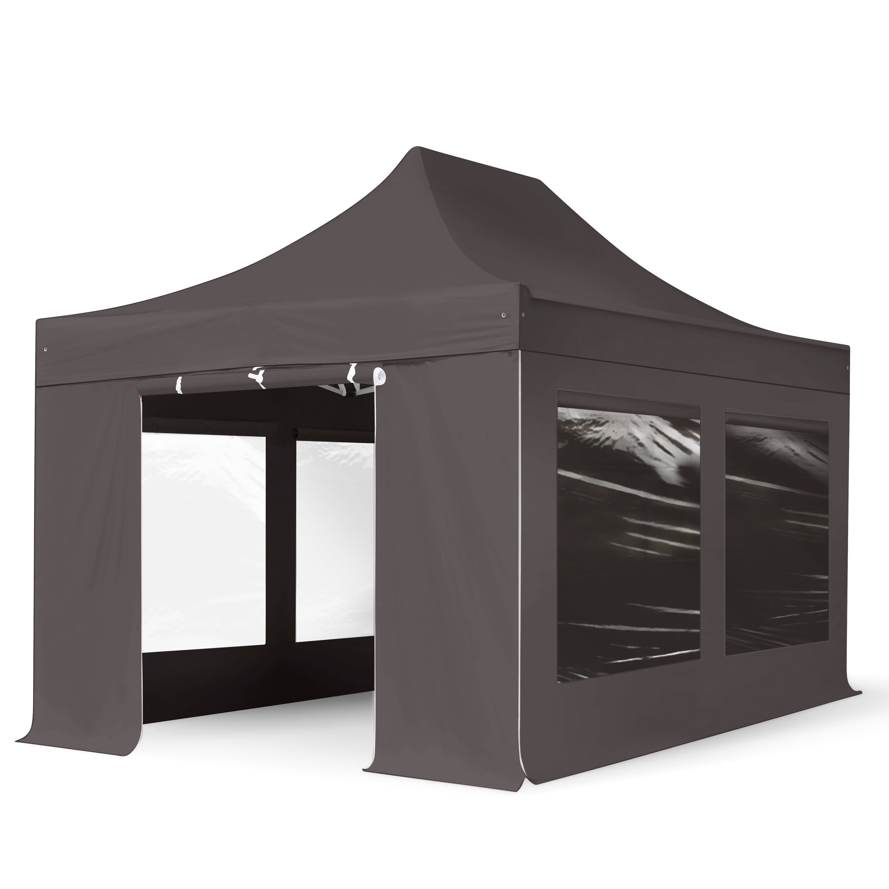 3x4,5 m Namiot Ekspresowy PROFESSIONAL Alu 40 mm, ze ścianami bocznymi, okna panoramiczne , ciemnoszary