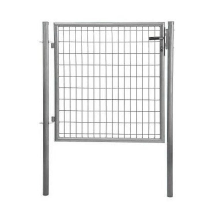 Brama ogrodowa z siatki stalowej ocynkowanej. Ogrodzenie z zamkiem, brama 1,00x2,00 m, szara