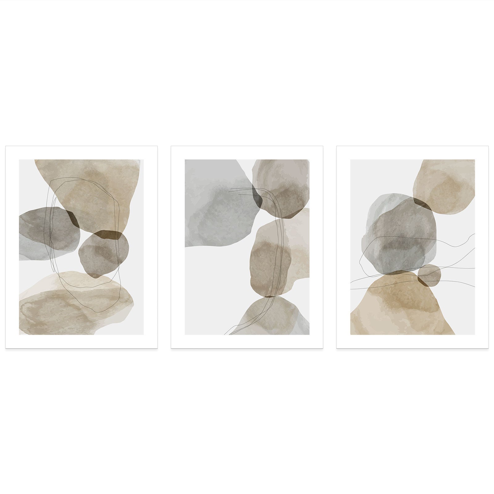 Lot de 3 Affiches / Posters Triptyque - Abstrait 3617689993041 - Bordure Noire et Blanche - 3 Affiches - 30x40 cm (Cadres non fournis) - 3