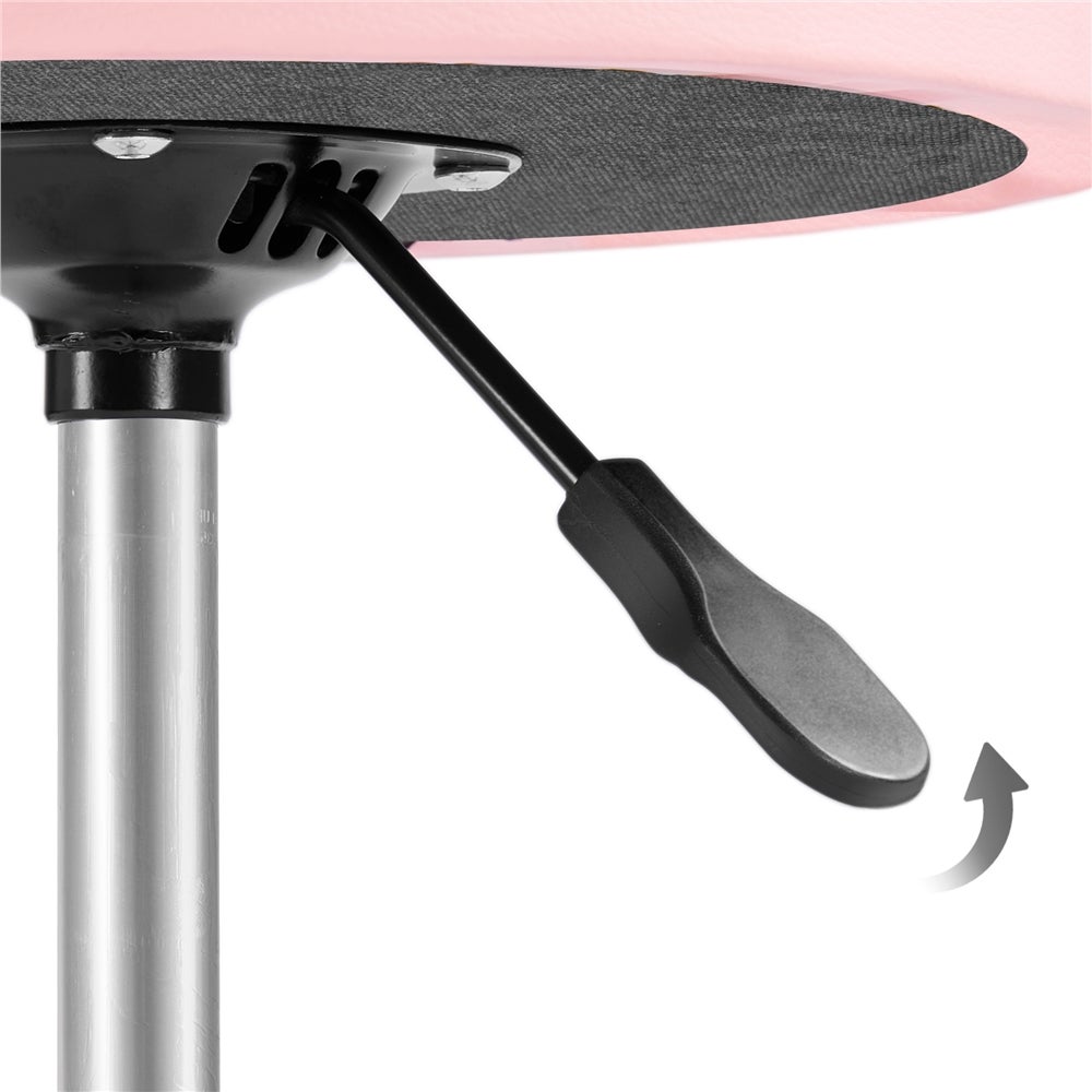 Tabouret Rond à Roulettes avec Assise Réglable en Hauteur et Revêtement en Similicuir Rose Yaheetech - 7