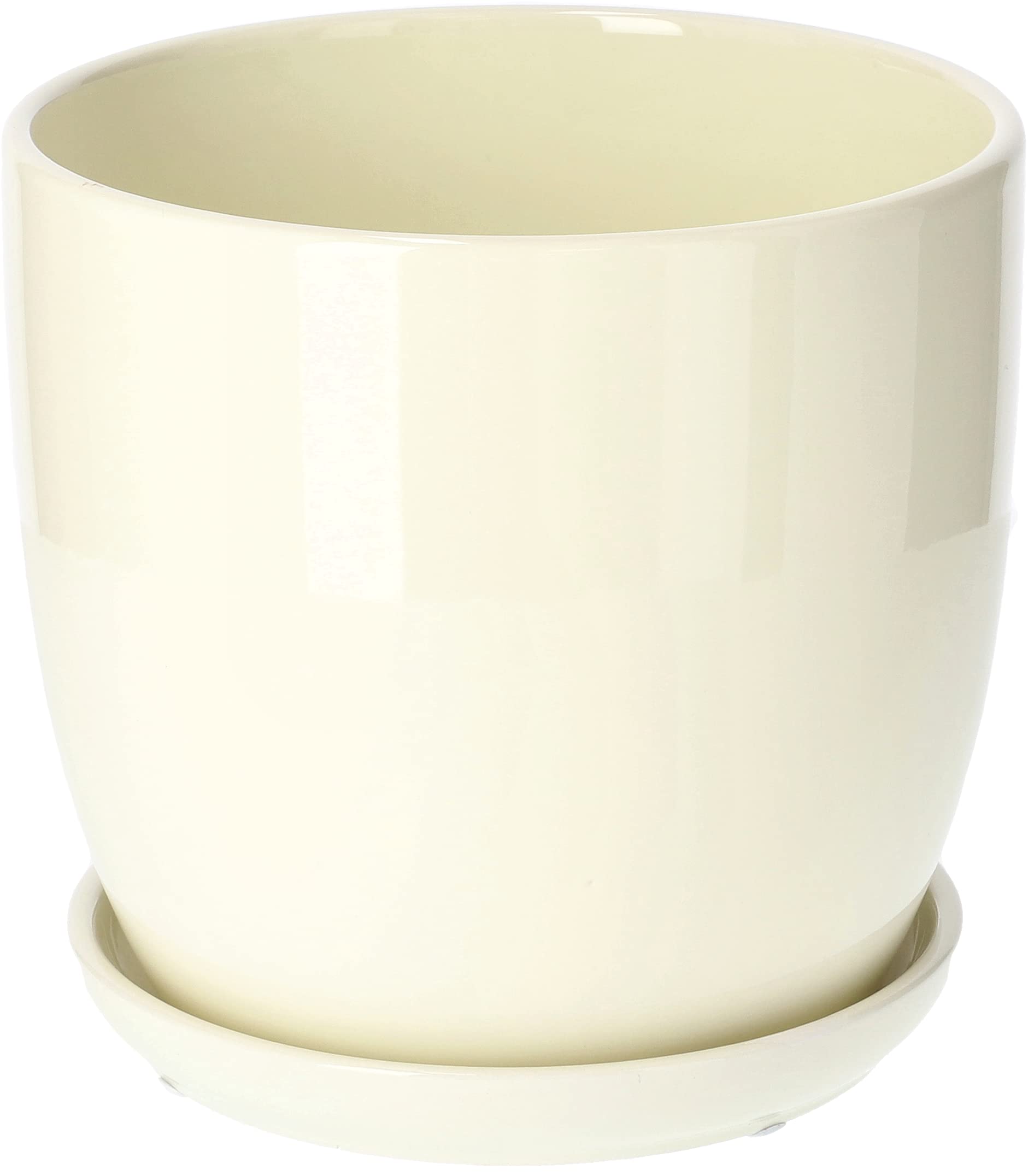 Lot de 2 Pots de Fleurs, en Céramique, pour Fleurs, Plantes, Diamètre : 20 cm, avec Bac d'Égouttement, Blanc - KOTARBAU - 4