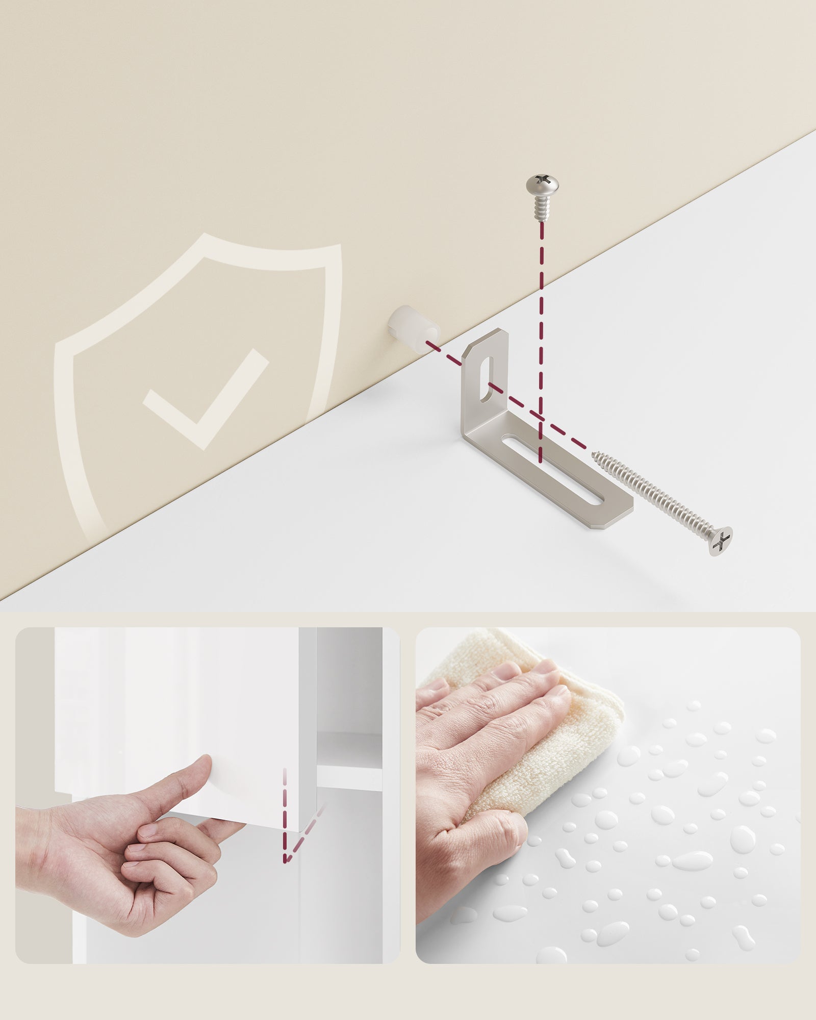 Armoire de Salle de Bain, Meuble de Rangement, Colonne, avec 2 Tiroirs, Étagères Réglables, Compartiments, 30 x 60 x 170 cm, Blanc Nuage - 6