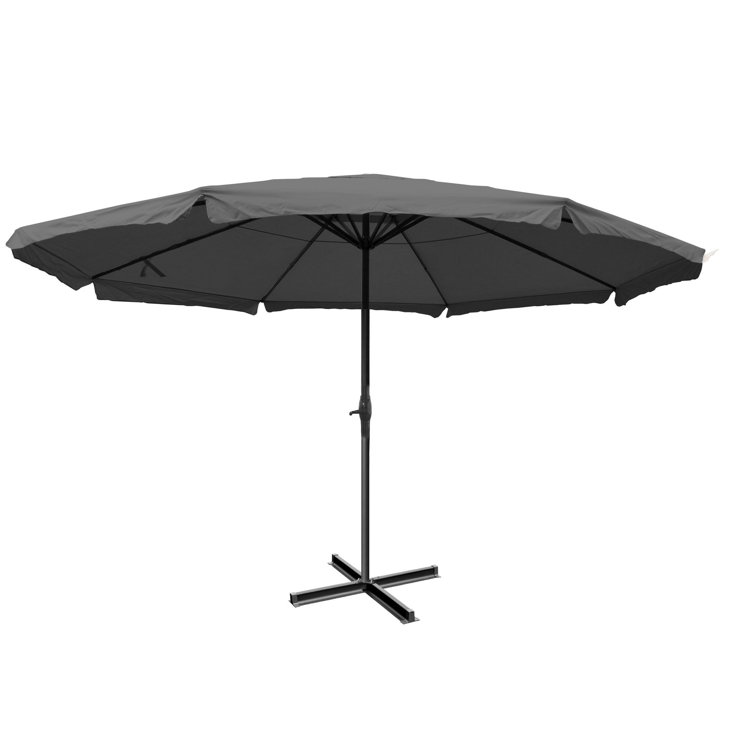 Parasol Meran Pro, parasol gastronomiczny z falbaną Ø 5m poliester/aluminium 28kg ~ antracyt bez stojaka
