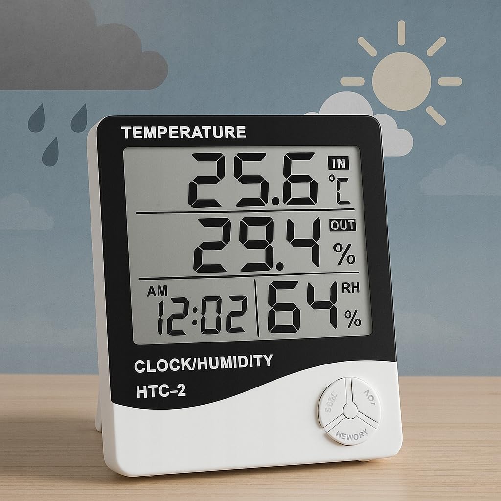 Thermomètre hygromètre numérique, moniteur d'humidité de température intérieure et extérieure, bureau à domicile température jauge d'humidité mètre - 5
