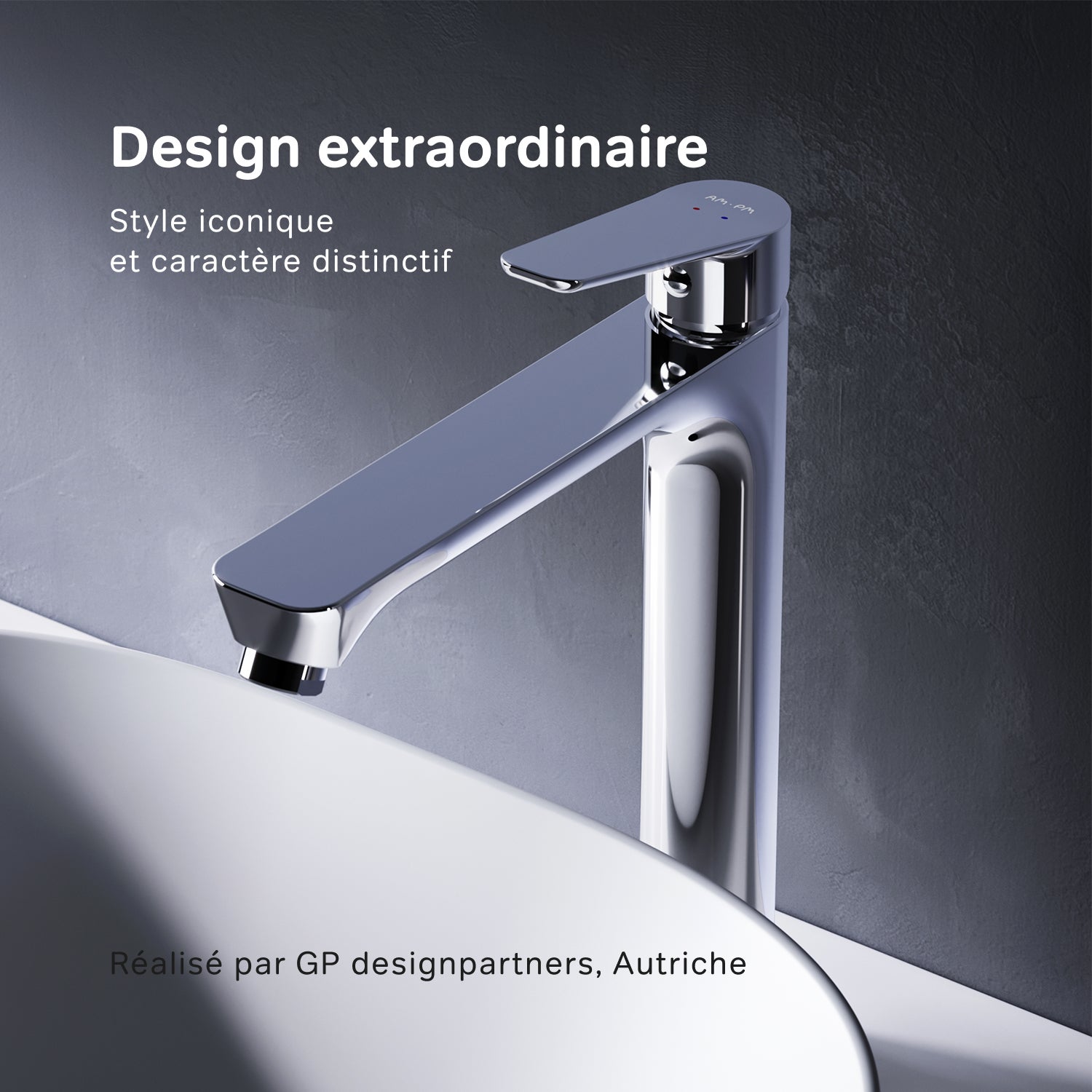 Mitigeur de lavabo, Robinet de Lavabo, avec bonde clic clac, Robinet de lave-mains, Chromé, taille L, FTA92200 AM.PM - 2