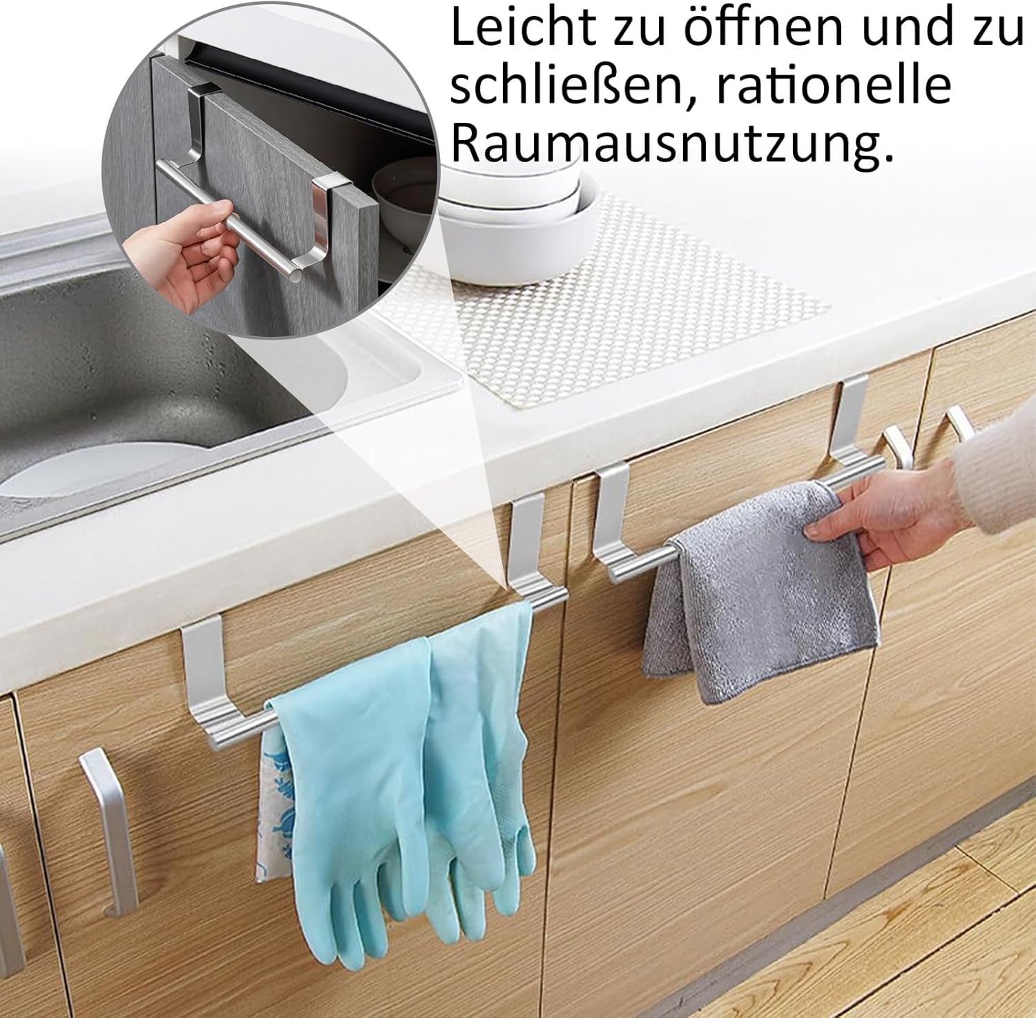 Gancio Portasciugamani In Acciaio Inox Da 36 Cm – Da Appendere Sopra Lo Sportello – Per Bagno E Cucina - copertina