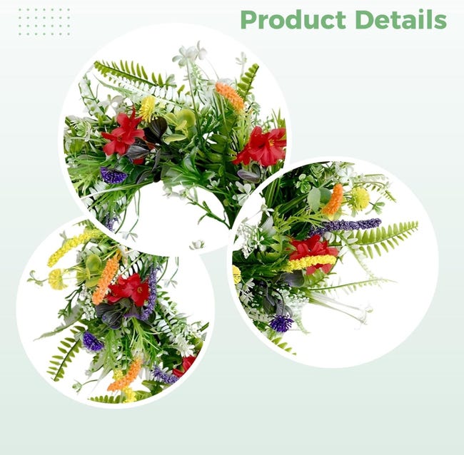 Couronnes de Printemps pour porte d'entrée, 35 cm / 13,8 Pouces Couronne d' été de Fleurs Sauvages artificielles, Décoration murale Couronnes de Printemps pour porte d'entrée, 35 cm / 13,8 Pouces Couronne d' été de Fleurs Sauvages artificielles, Décoration murale