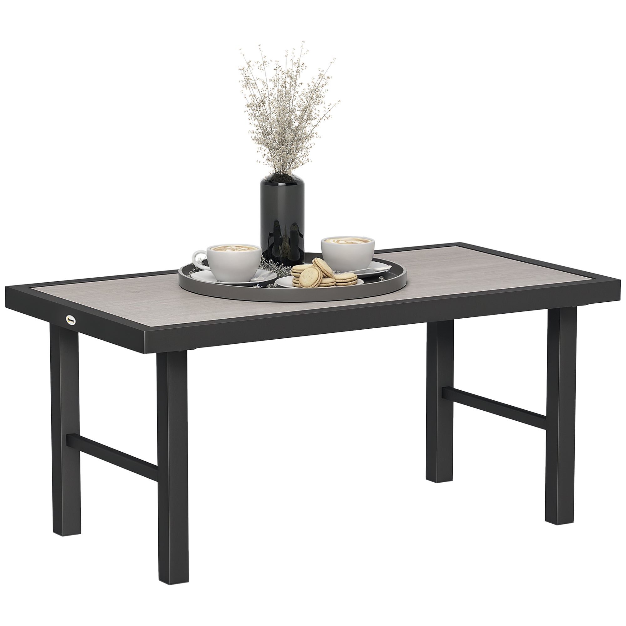 Table basse de jardin rectangulaire en Métal Gris - 2