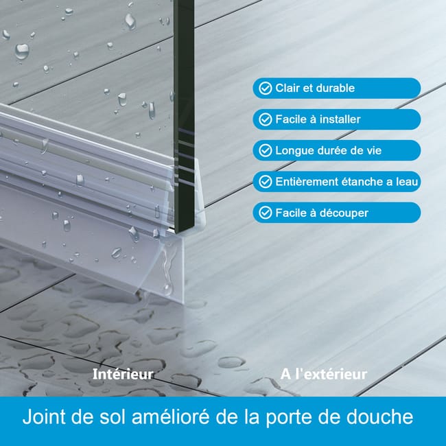 Joint 100cm universel pour porte de douche en verre Joint 100cm universel pour porte de douche en verre