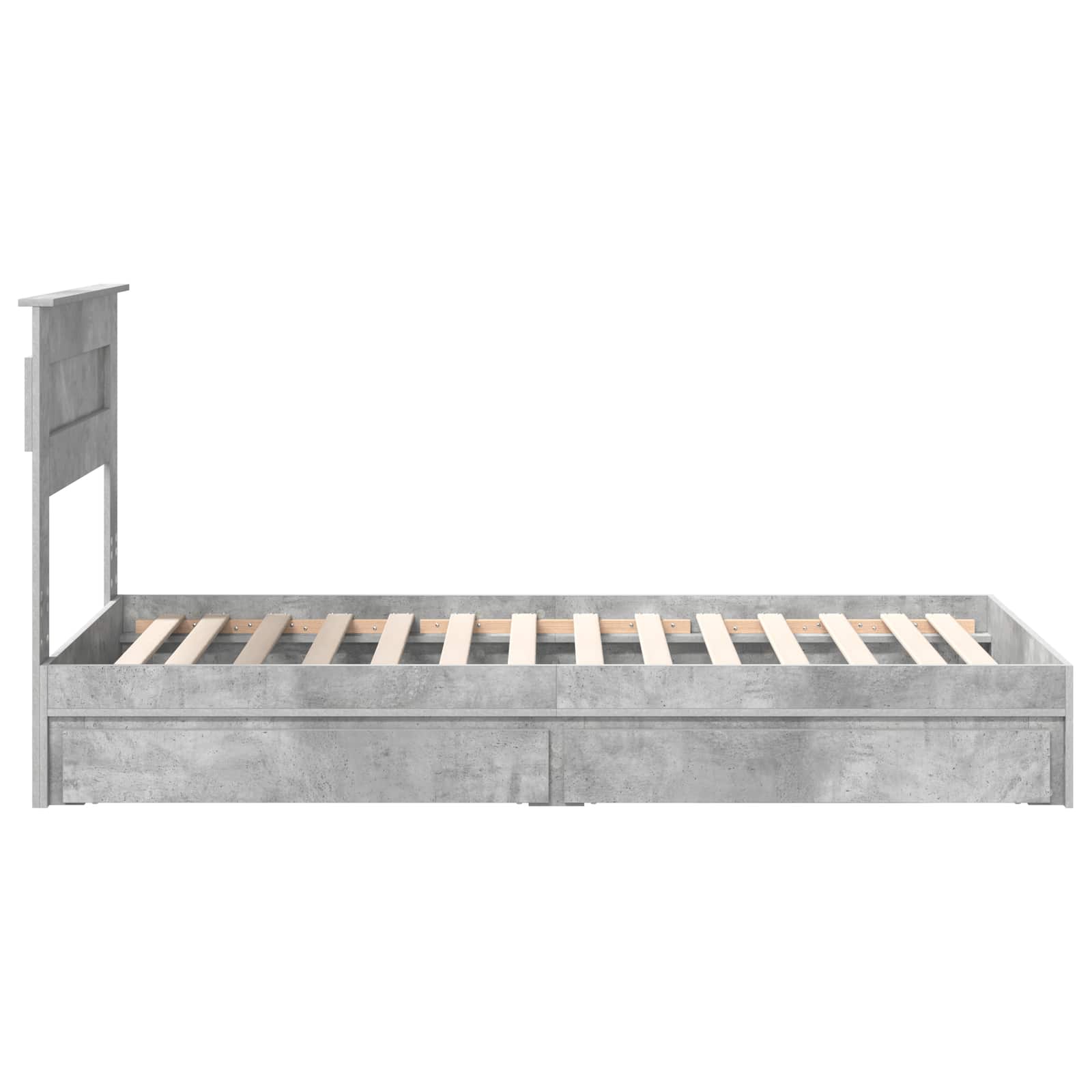 Lit avec rangement en panneau de bois gris béton pour la chambre, 90 × 190 cm - 9