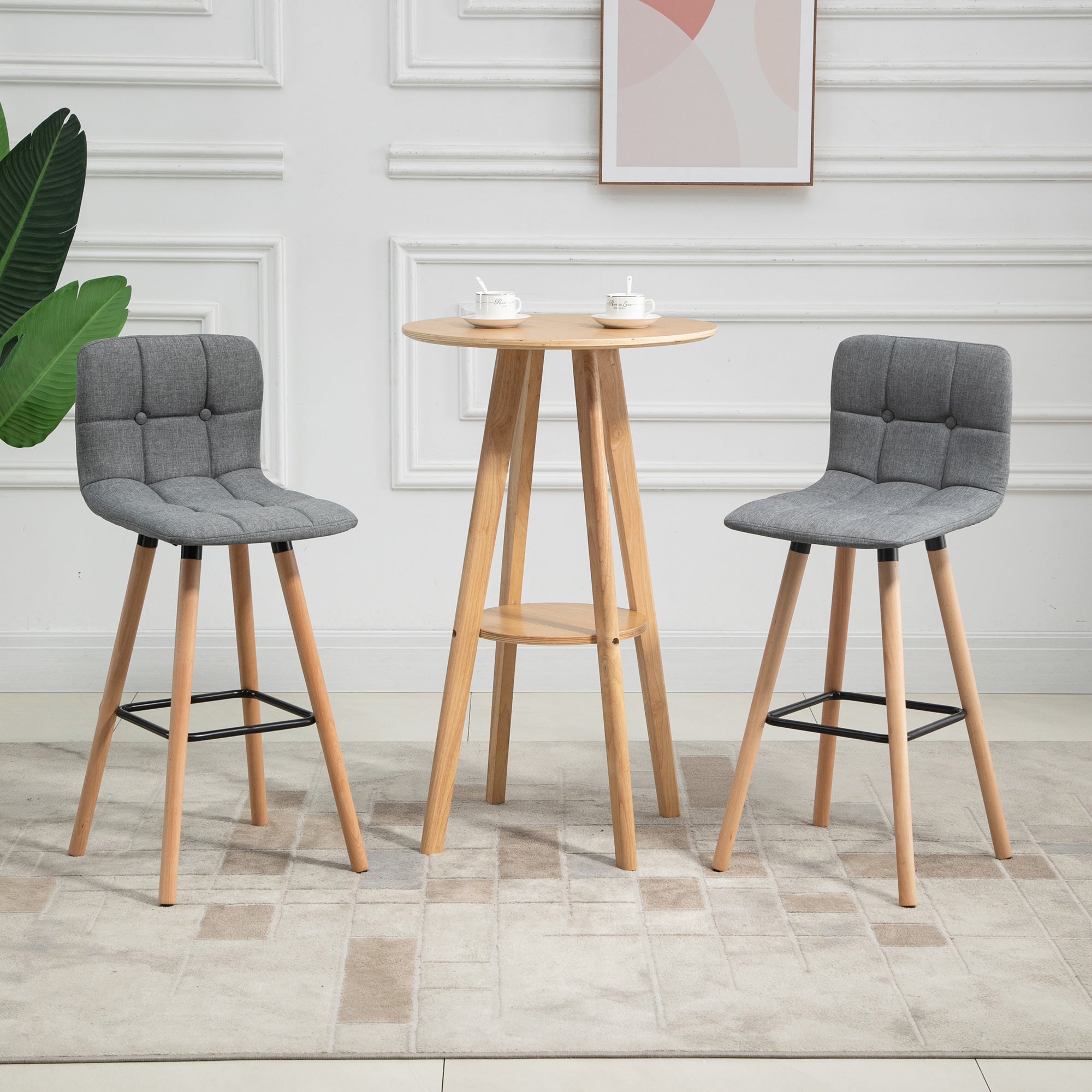 HOMCOM Set Di 2 Sgabelli Da Bar Regolabili – Bianco, Rivestimento Sintetico, Schienale Ergonomico, Girevoli 360° Con Poggiapiedi - 4