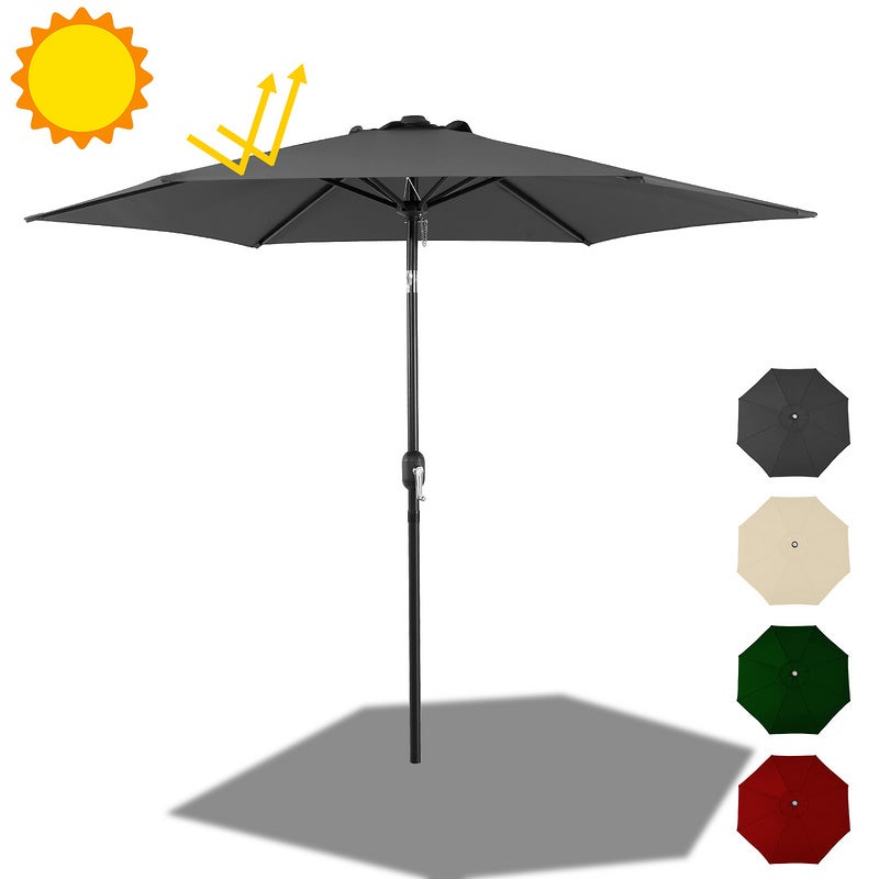 Ombrellone Da Giardino Orientabile 2,7 M – Colore Marrone, Copertura In Poliestere Resistente Al Sole E All'acqua. Apertura A Manovella, Palo In Ferro Smontabile. Per Patio, Piscina E Balcone. (Base Esclusa)
