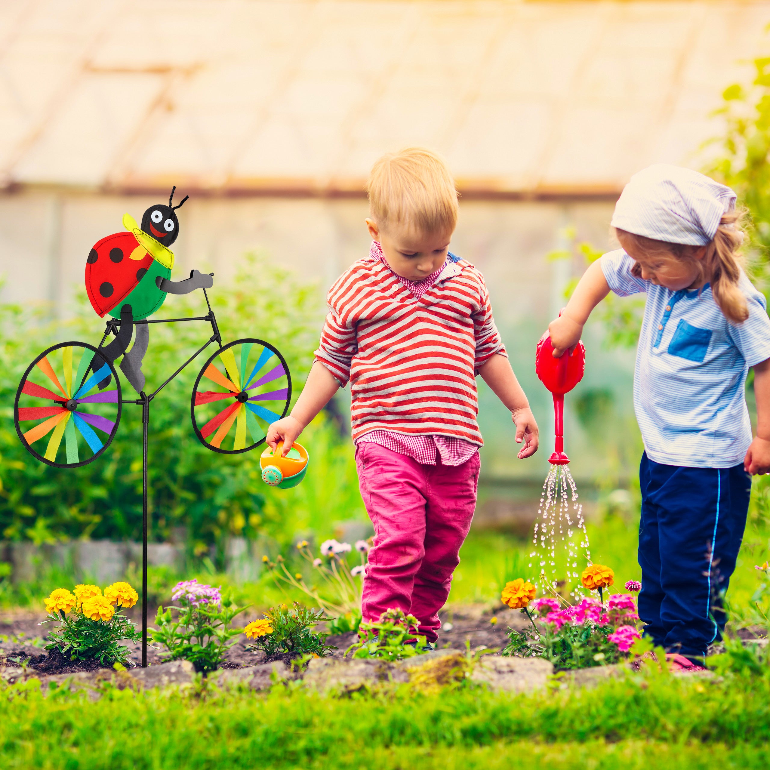 4x Girandola con Coccinella, Puntale Decorativo, per Bambini, da Balcone e Terrazza, da Montare, Colorato - 2