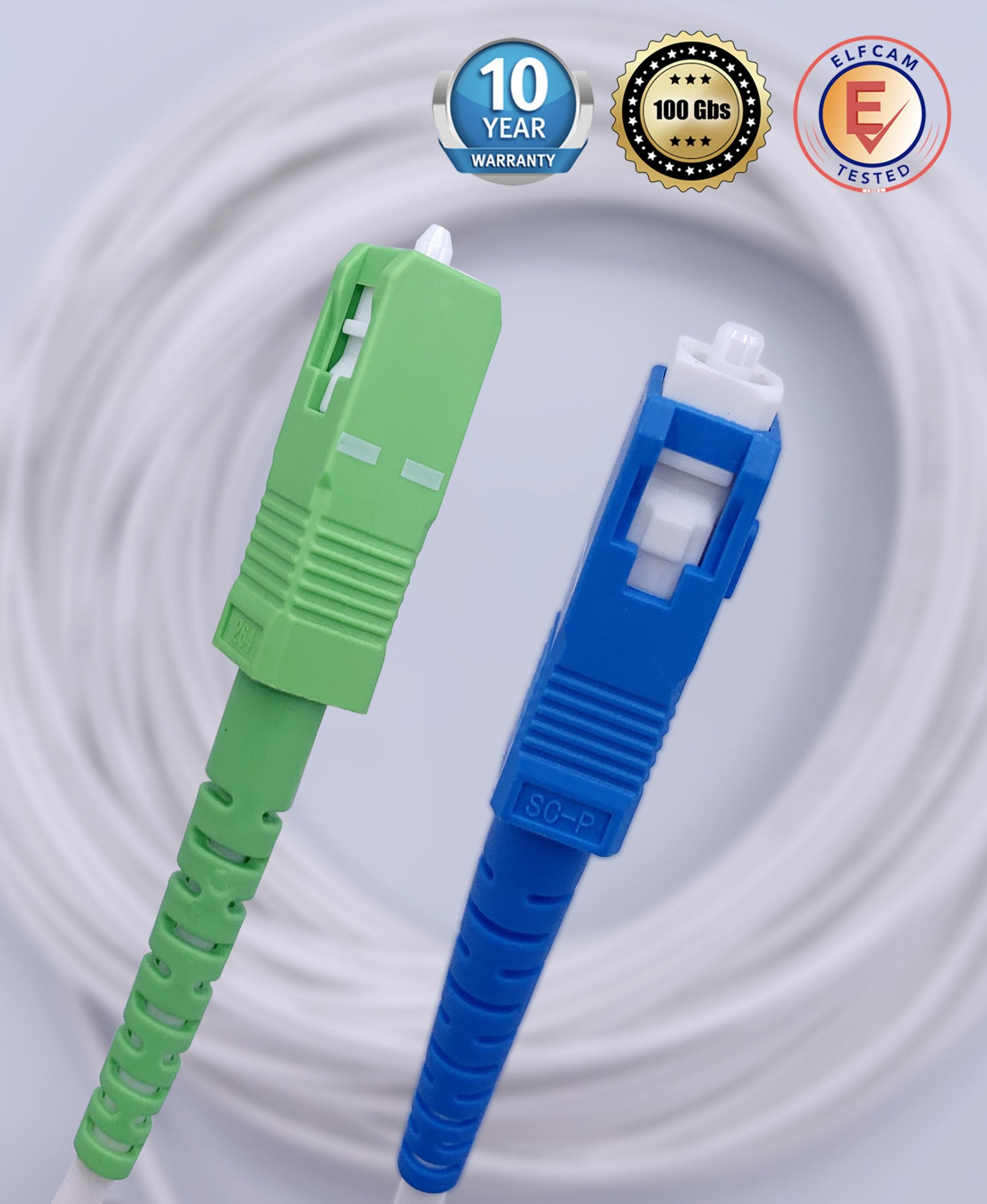 Elfcam® - 20M Cable/Rallonge Fibre Optique ( Freebox ) - Jarretiere Simplex Monomode SC-APC a SC-UPC - Blindage et Connecteur Renforce, 20M - 6