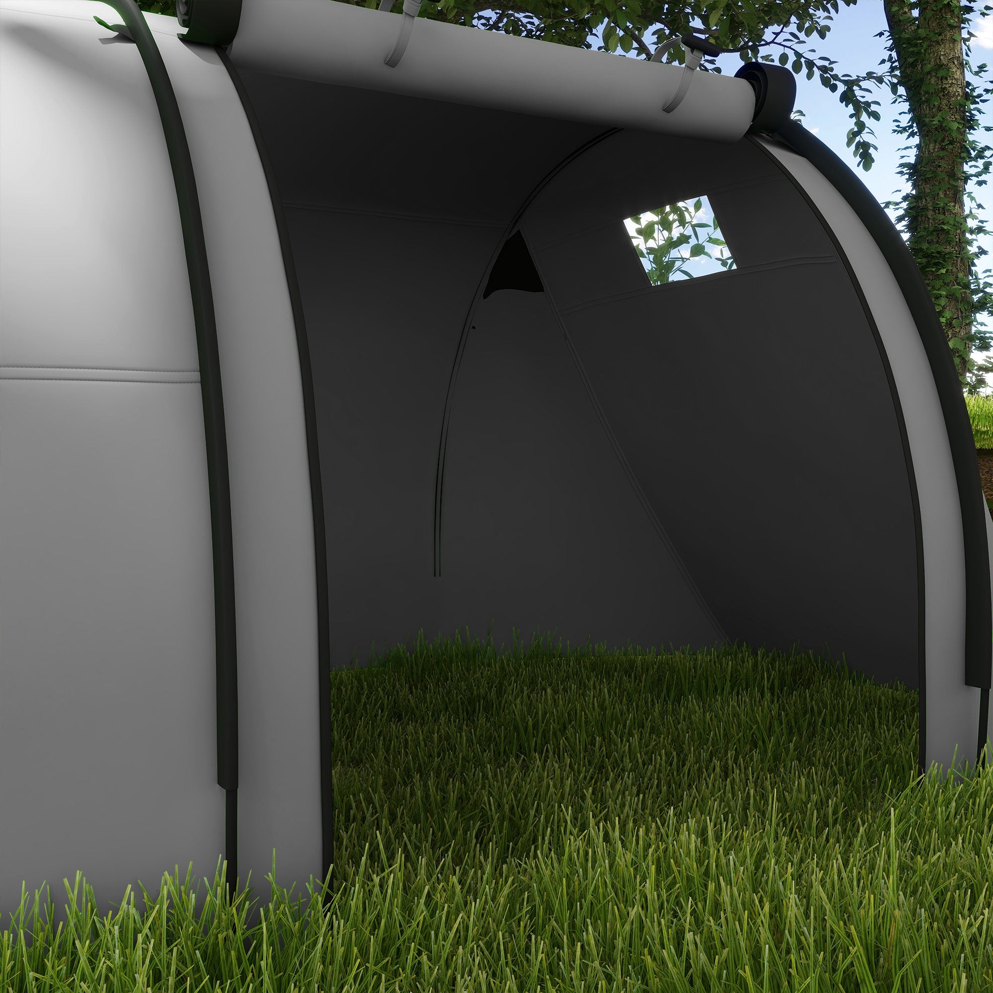 Tente de camping 3-4 pers. étanchéité 3000 mm chambre salon sac gris - 8