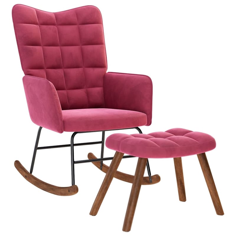 Fotel bujany ze stołkiem w kolorze czerwonego wina aksamitu vidaXL
