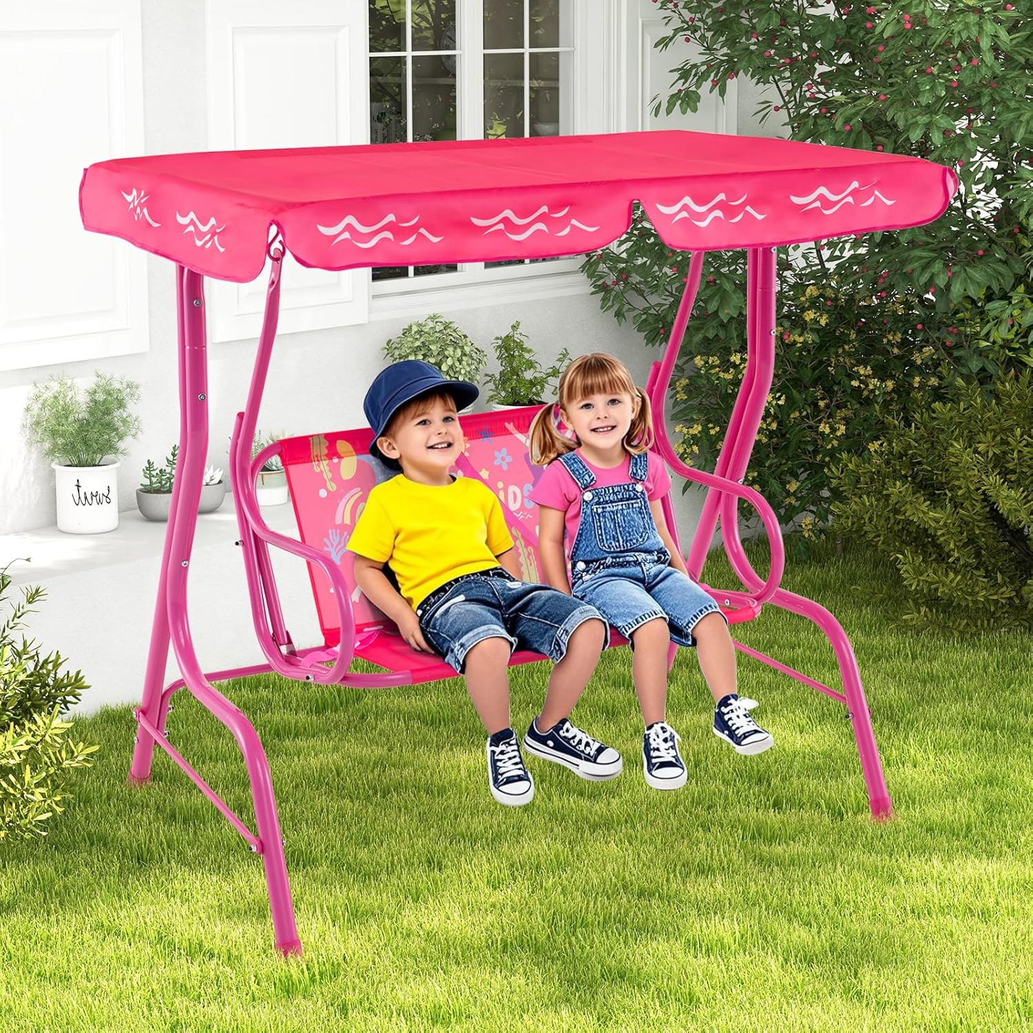 Columpio para bebé al aire libre – Exterior e interior seguro de lona para niños pequeños columpio colgante de madera para niños pequeños niños niñas para porche, patio trasero, hamaca silla