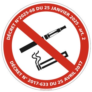 PANNEAU INTERDICTION DE FUMER ET DE VAPOTER (N0177) Diamtre 125 mm Matire  Adhesif | Leroy Merlin