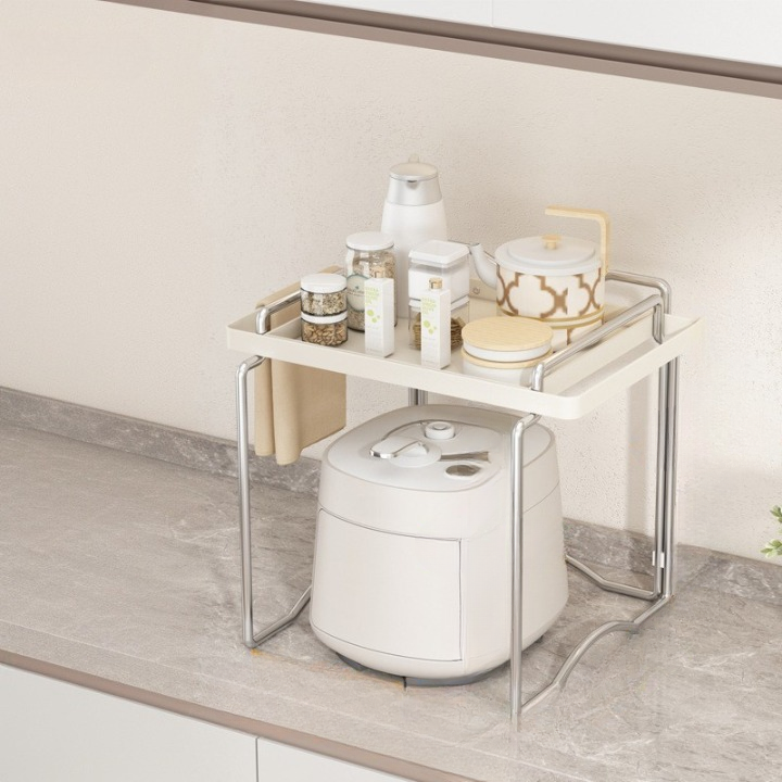 Półka do mikrofalówki, półka kuchenna, 38×36×43 cm – srebrna, półka do piekarnika, pomieści małe urządzenia AGD o szerokości 36,5 cm