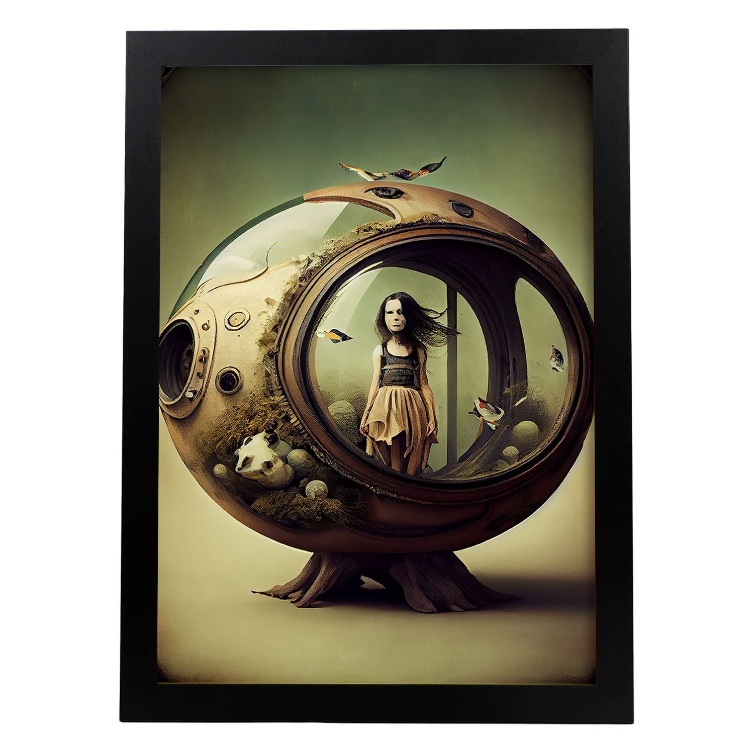 Nacnic poster proteccion en estilo surrealismo cinematográfico ilustraciones y grabados de historieta abstracta y artística para a3 marco negro