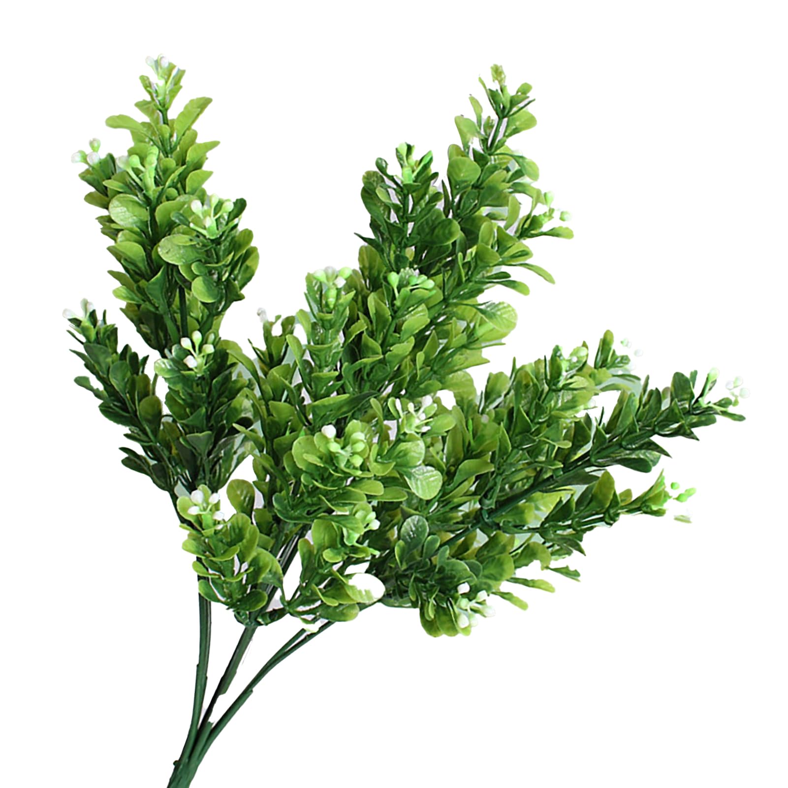 Fleurs artificielles plantes réalistes 7 branches en plastique décoratif fausses fleurs feuilles pour maison jardin balcon patio (blanc vert) - 5