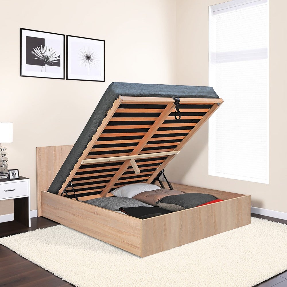 Lit coffre 180x200 sommier inclus Taylor Bois blanchi - 8