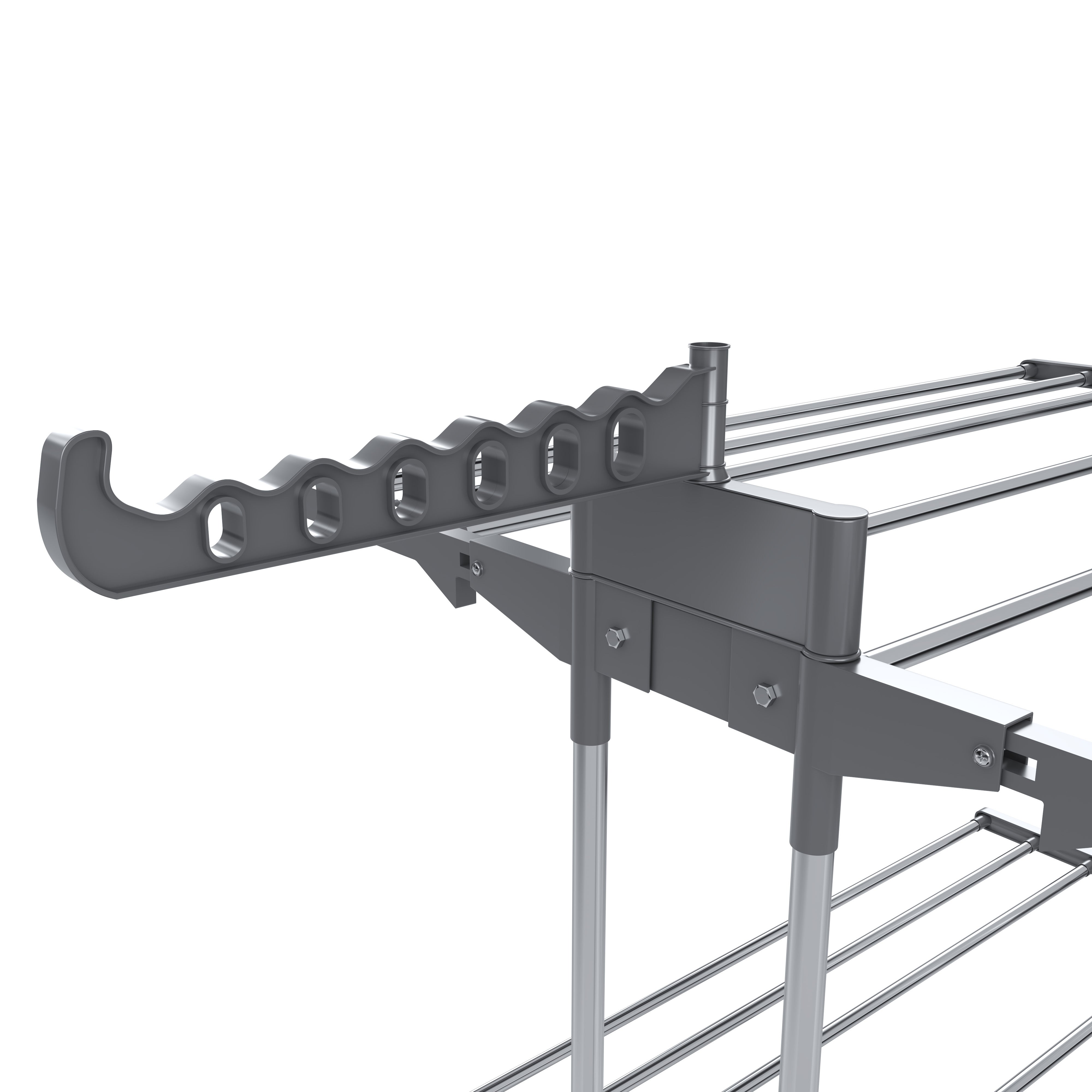 Stendibiancheria A Rotelle Stendino A Torre Verticale In Acciaio E ABS 4 Piani Pieghevole Salvaspazio Con Ali Richiudibile Biancheria Interno Grigio - 9