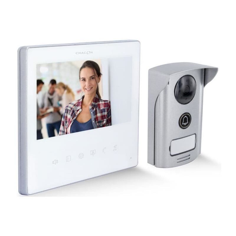 Videophone Videophone - CHACON - 2 fils - 7 - Blanc - Ultra Slim | Leroy Merlin