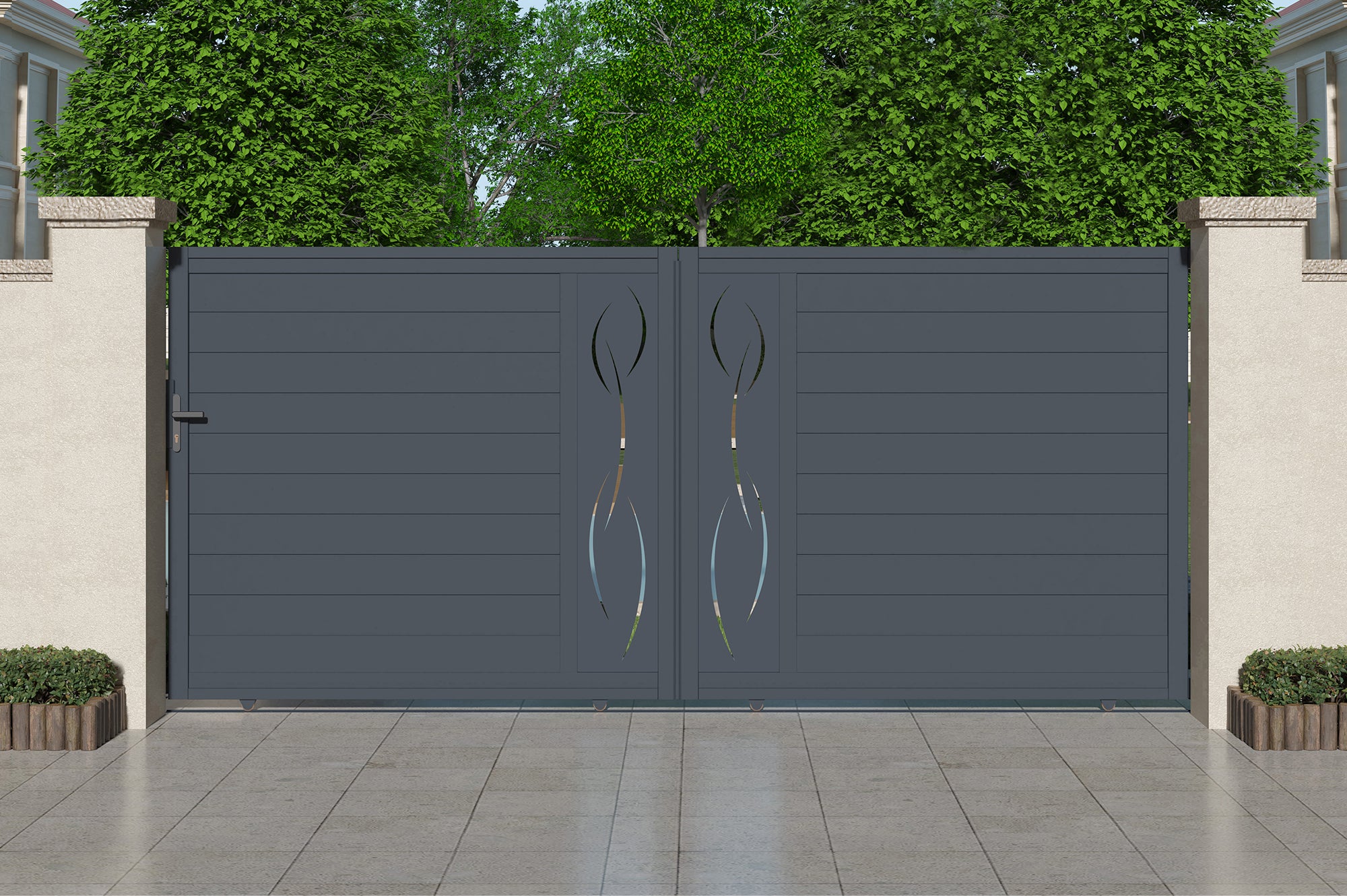 Brama przesuwna 3m SANTIS H.140cm szare aluminium