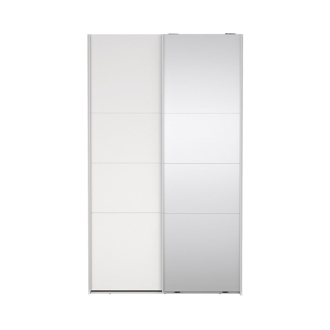 Catania szafa 201x119x65cm, 1 drzwi przesuwne, 1 drzwi przesuwne z lustrem biały.