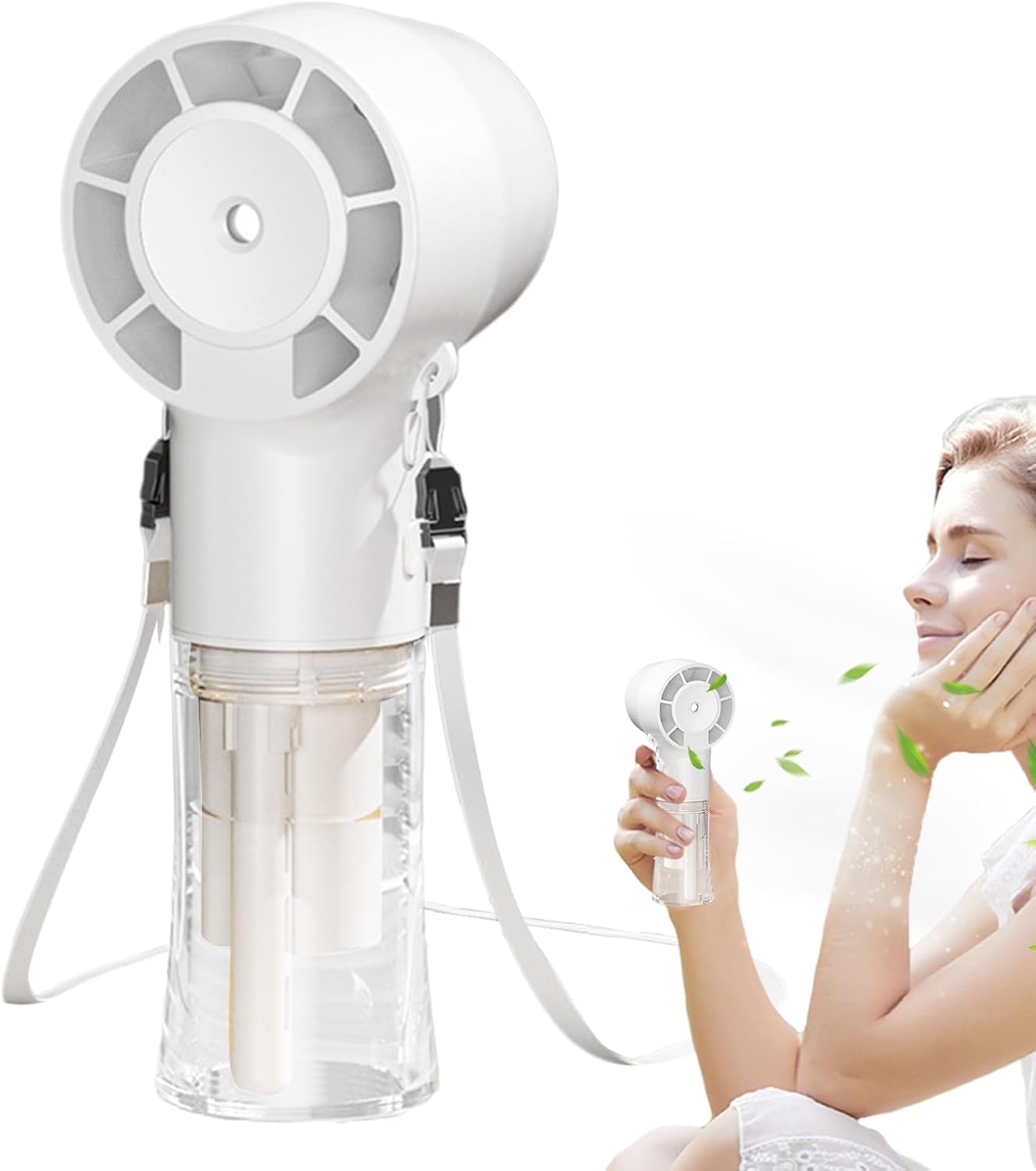 Przenośny wentylator | Akumulatorowy wentylator z funkcją mgiełki z baterią 1200 mAh | Chłodnica powietrza idealna do aktywności na świeżym powietrzu