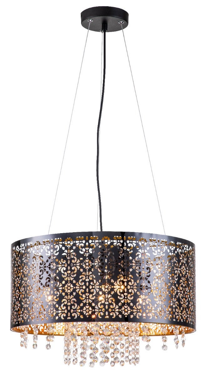 Lampa wisząca Hissa czarna 4xE27x60W kryształowa wym: 120 x 45 x 45 cm tworzywo sztuczne Reality