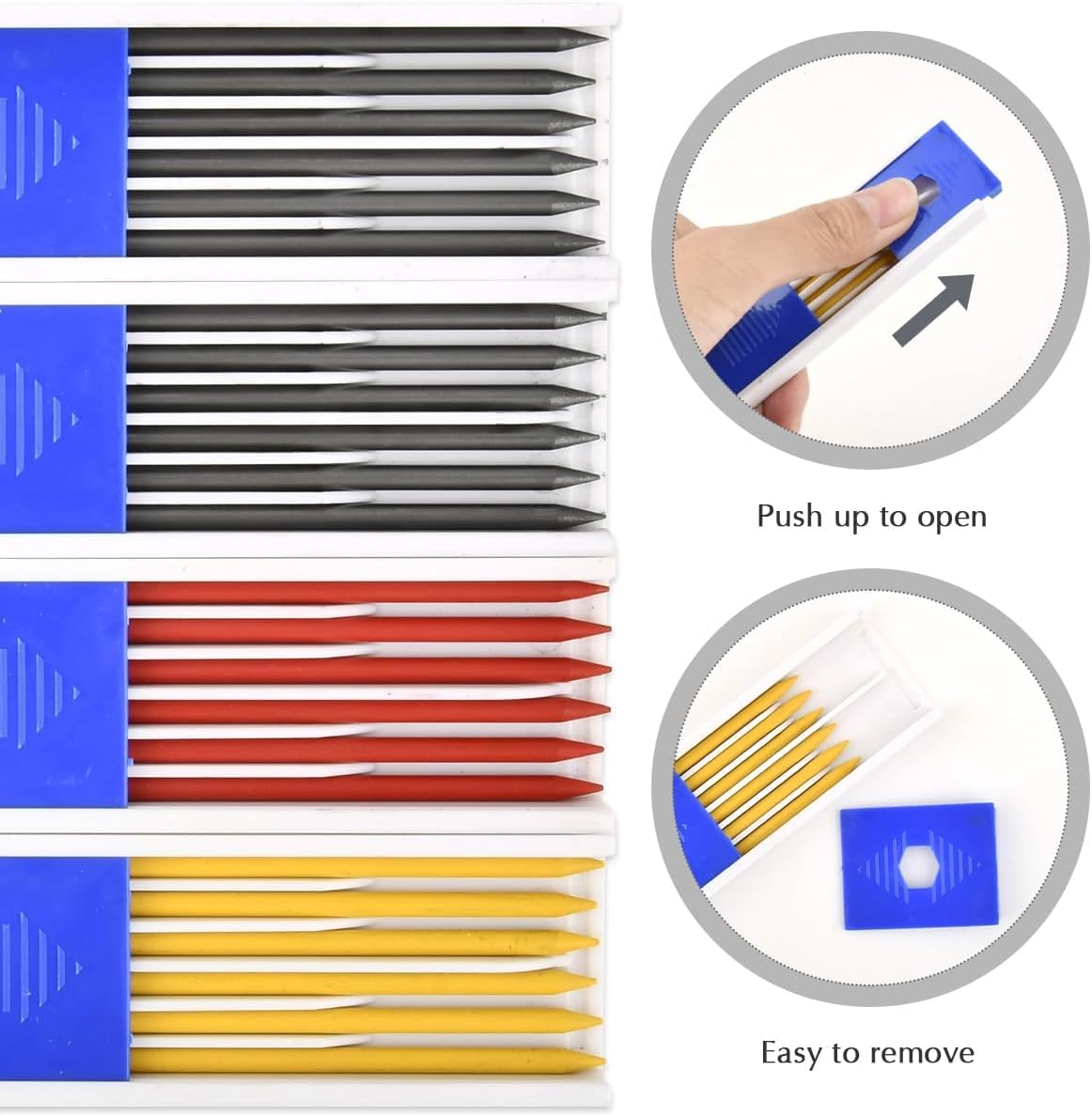 Matita professionale per lavori edili 2 pezzi con 24 ricariche, temperamatite, pennarello per fori profondi per legno, attrezzo da falegname - 5
